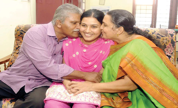 IAS Renu Raj with her Family (her mom and dad)